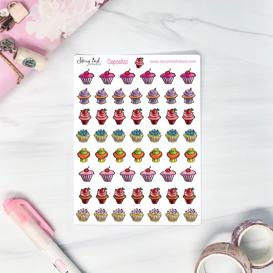 Mini Cupcake Planner Stickers: 55 Handmade Glossy Stickers - Etsy