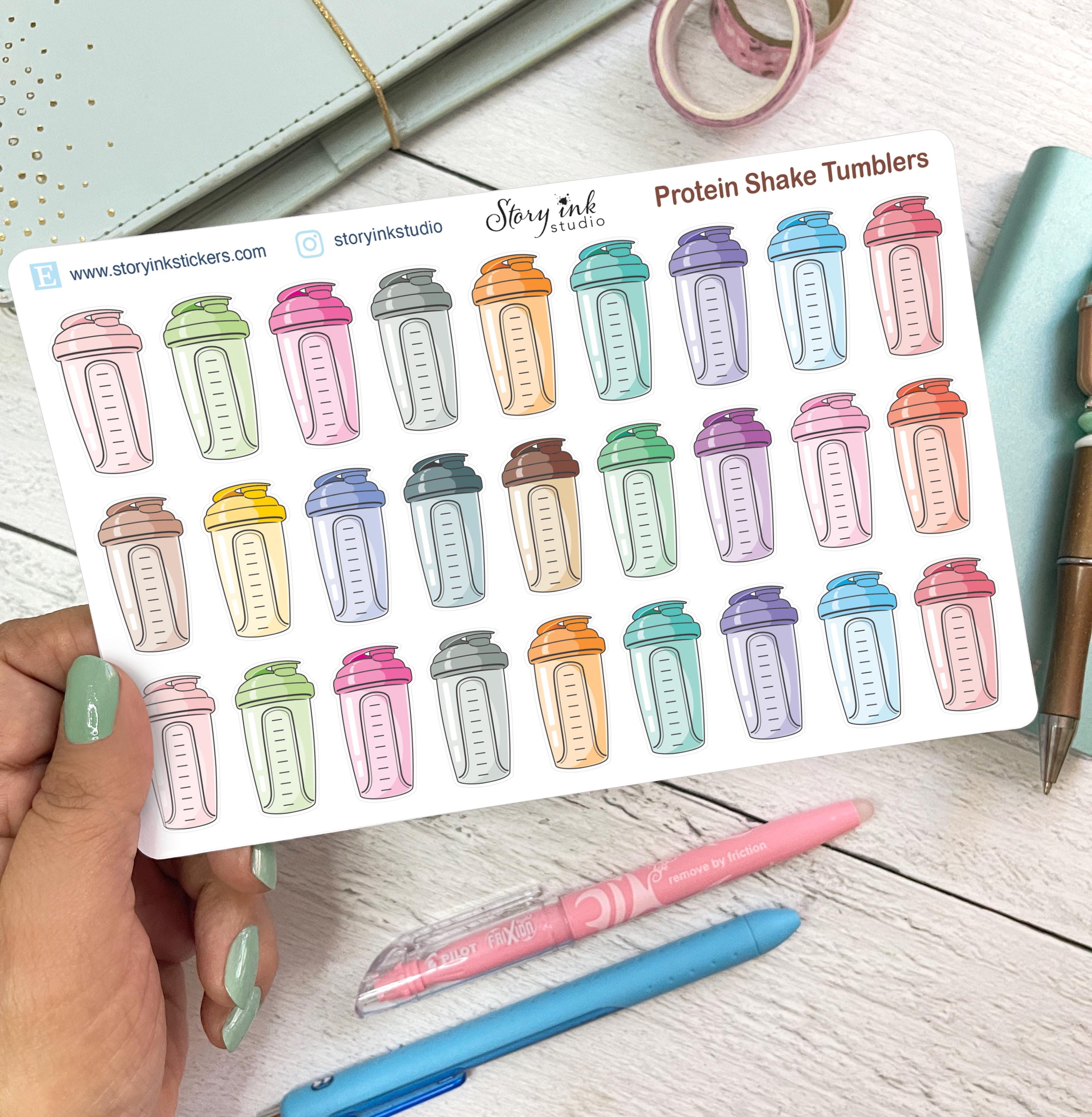 Shakes Sticker Design Protein Shake Tumblers Stickers for Planners. Comes in Variety Colors ...