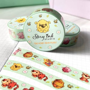 Preciosa cinta washi de oso de miel y sus amigos. Ideal para agendas, diarios, sobres, regalos y manualidades.