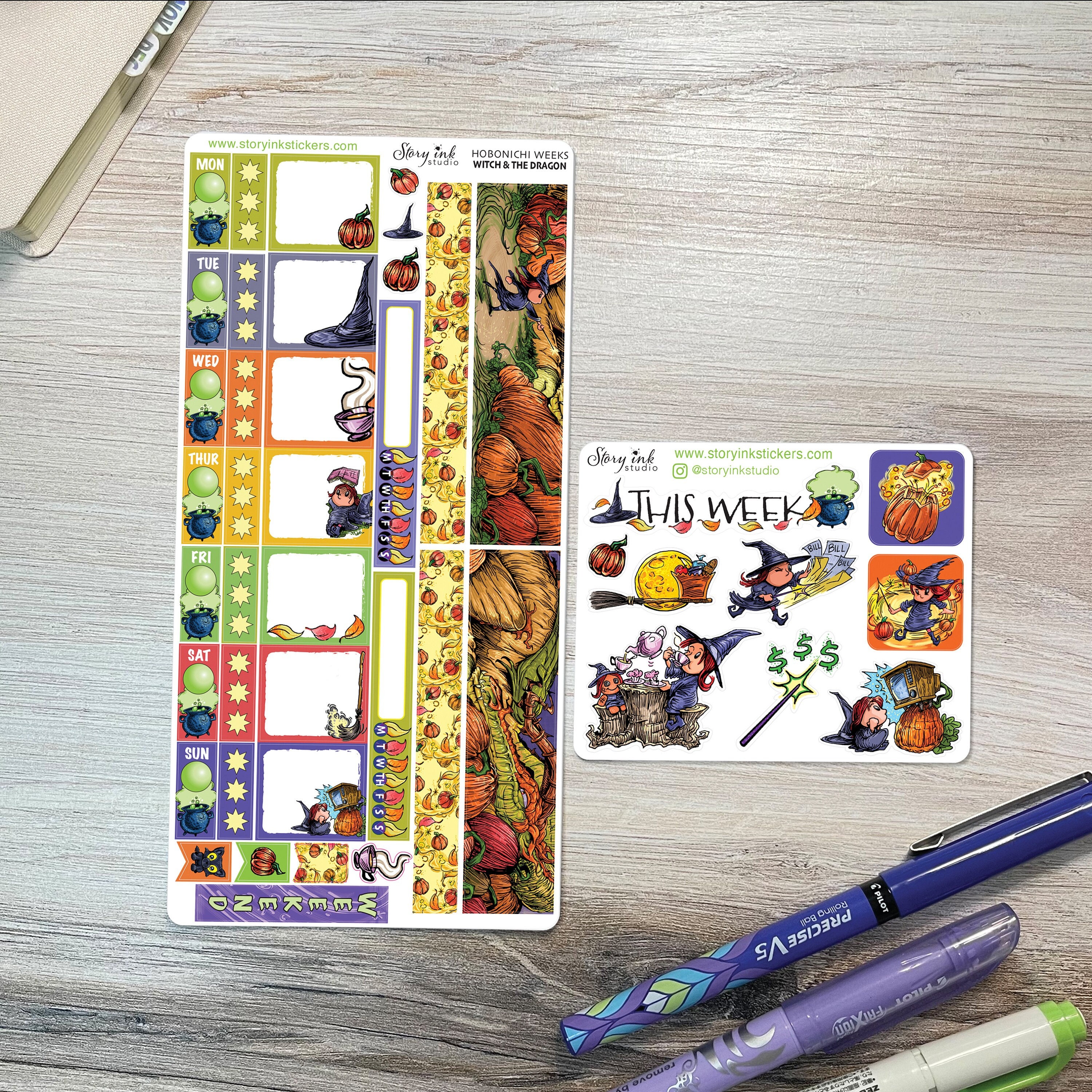 Witch and Dragon Planner Stickers: Hobonichi Weeks Kit - Etsy