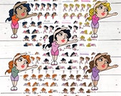 Stretching Workout Planner Stickers: Fitness Tracker Stickers