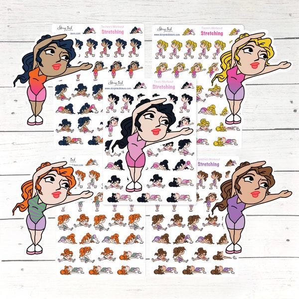 Time to Stretch, Mini Planner Stickers Workout Series. Great for various planners of all sizes.