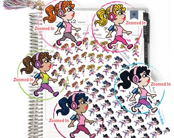 Time to Walk Planner Stickers: Workout Girl Mini Stickers