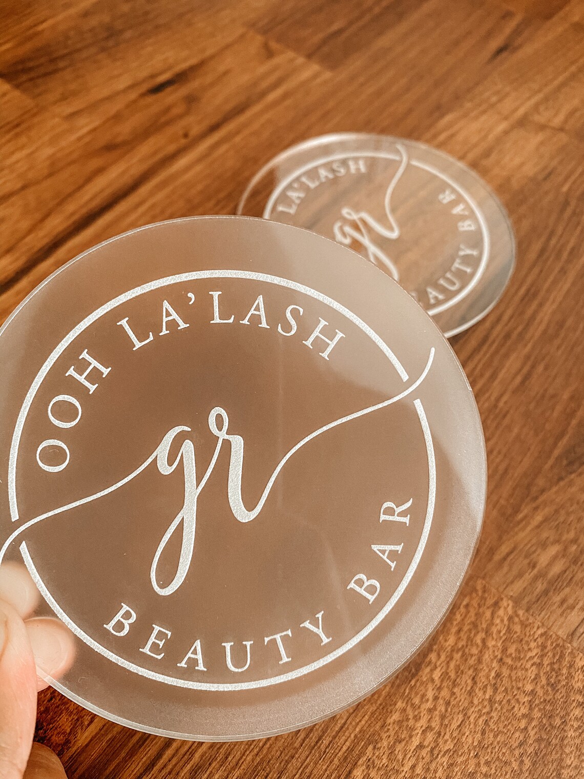 Company Logo Engraved Coasters Logo Engraving Company Etsy