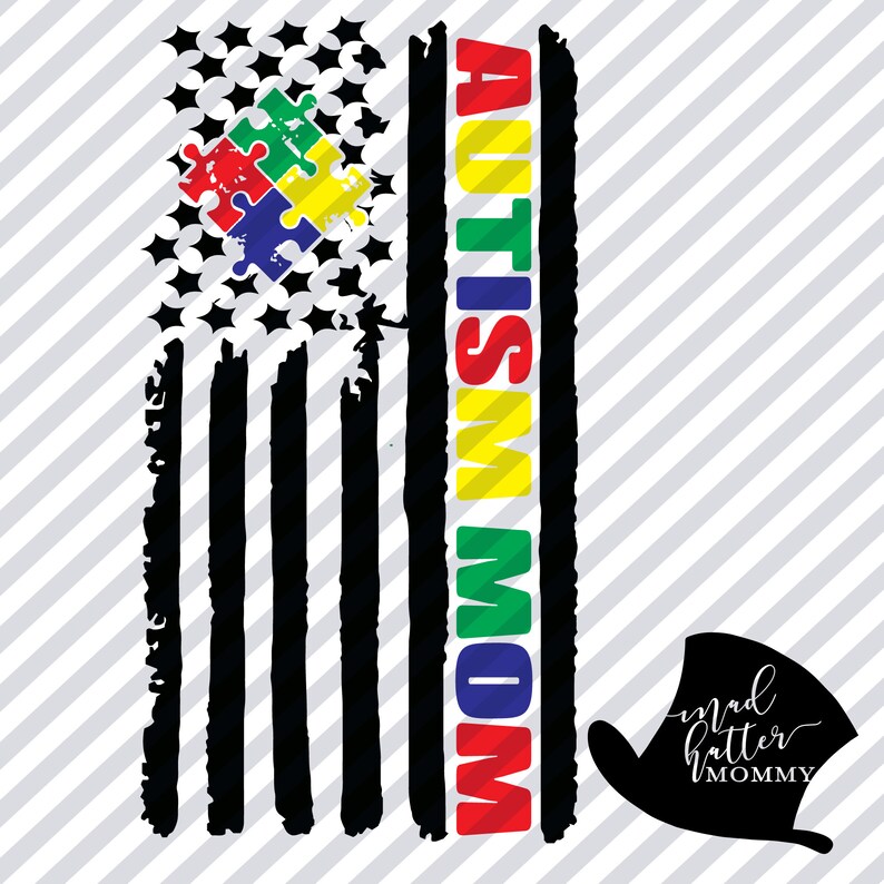 Download Autism Mom American Flag SVG Files for Cricut // Cricut ...