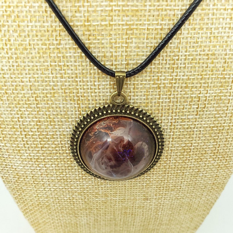 Dark Honey Pearled Abstract Pendant with Sparkles Original Art Piece. Beautiful and unique one of a kind