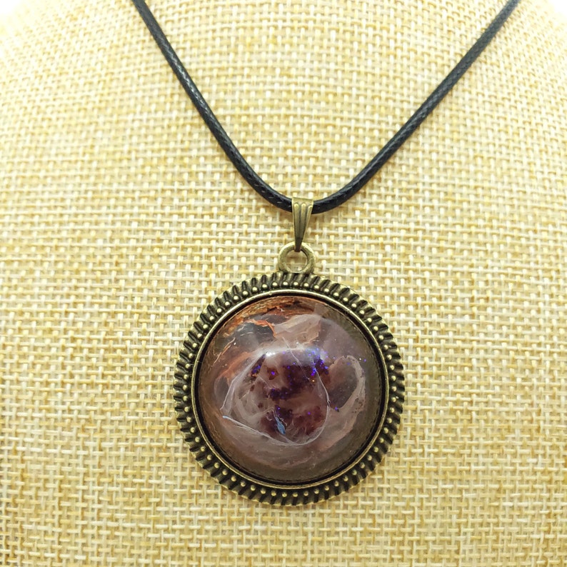 Dark Honey Pearled Abstract Pendant with Sparkles Original Art Piece. Beautiful and unique one of a kind