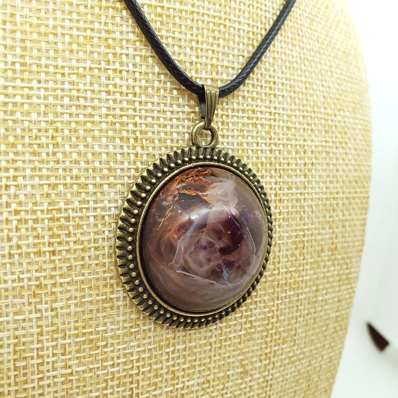 Dark Honey Pearled Abstract Pendant with Sparkles Original Art Piece. Beautiful and unique one of a kind