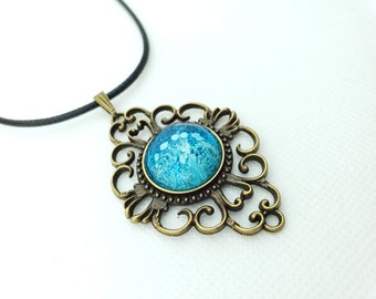 Gorgeous Victorian Blue Abstract Pendant. Beautiful and unique one of a kind, Original Art Piece.