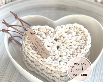 Farmhouse Heart Coaster Crochet Pattern (PDF Download)