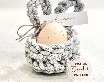 Crochet Egg Cozy Pattern | Easter Bunny Egg Cozy | Easter Basket | Crochet Easter Decor | Crochet Egg Cup