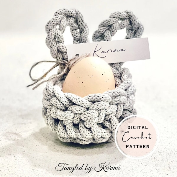 Crochet Egg Cozy Pattern | Easter Bunny Egg Cozy | Easter Basket | Crochet Easter Decor | Crochet Egg Cup