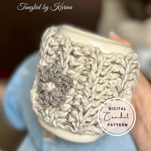 Crochet PATTERN Hug Your Mug Cozy | Crochet Pattern | Rustic Farmhouse Hug Your Mug Cozy | Coffee Sleeve