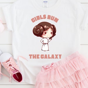Girls run the galaxy,Princess leia girls shirt,Leia Organa girls,Galaxy girls shirt,Girl empowerment,daughter leia gift, Kids Heavy Cotton