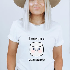 Cute Marshmallow shirt, I wanna be a marshmallow, marshmallow, Unisex Softstyle T-Shirt
