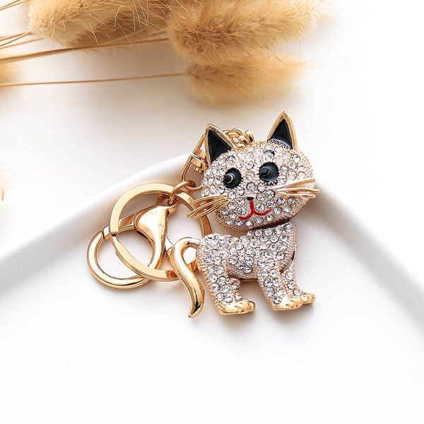 Porte clé chat bling bling