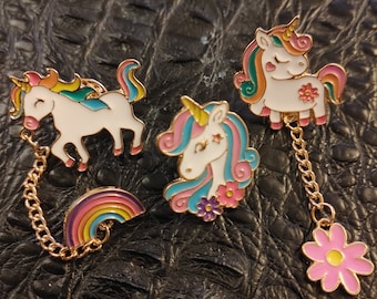 Épinglettes licorne arc en ciel