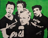 Sum 41 Stencil Art: Hand-Painted Acrylic on Canvas - Pop Punk Decor