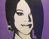 Rihanna Stencil Art Painting – Acrylic on Canvas – 11x14 Pop Music Wall Art