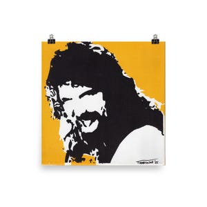 Cactus Jack Art Print, Mick Foley Poster, Hardcore Wrestling Wall Art, Yellow Pop Art, Stencil Style Man Cave Decor