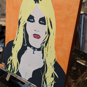 Taylor Momsen Stencil Painting, The Pretty Reckless Art, 11x14 Acrylic on Wood
