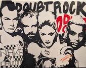 No Doubt Stencil Art: Rock Steady Inspired Acrylic Painting on Canvas