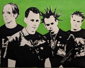 Good Charlotte Stencil Art: Pop Punk Acrylic Painting on Canvas