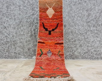 Lovely Moroccan Rug Orange Runner, Orange Colorful Runner, Handwoven Authentic Rug, Bohemian Teppich Berber