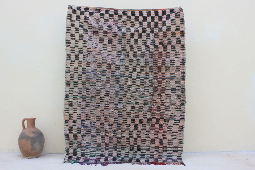 Checkered Rug, Moroccan Checker Rug, Checker Moroccan Wool Rug, 4x6 ...