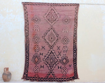 Vintage Moroccan rug 6 ft x 9 ft, Authentic Boujaad Rug 9X6,  Unique Bohemian Rug, Fabulous Tribal Rug, Beni Ourain Rug