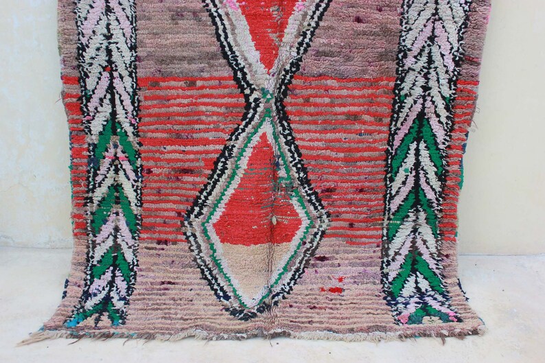 Vintage Handmade Moroccan Rug Boujaad Wool Colorful Rug 10X5.2 FEET, Authentic Colorful Rug, Bohemian Beni Ourain Rug, Berber Morocco image 3