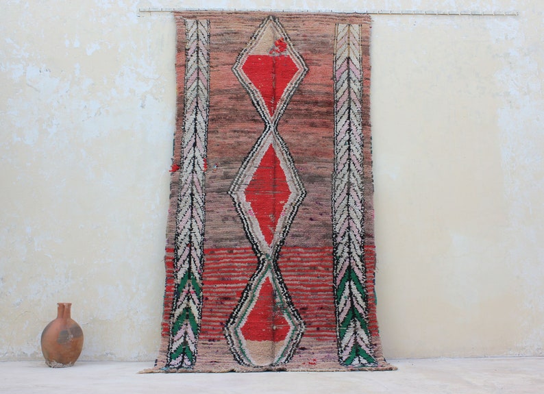 Vintage Handmade Moroccan Rug Boujaad Wool Colorful Rug 10X5.2 FEET, Authentic Colorful Rug, Bohemian Beni Ourain Rug, Berber Morocco image 1