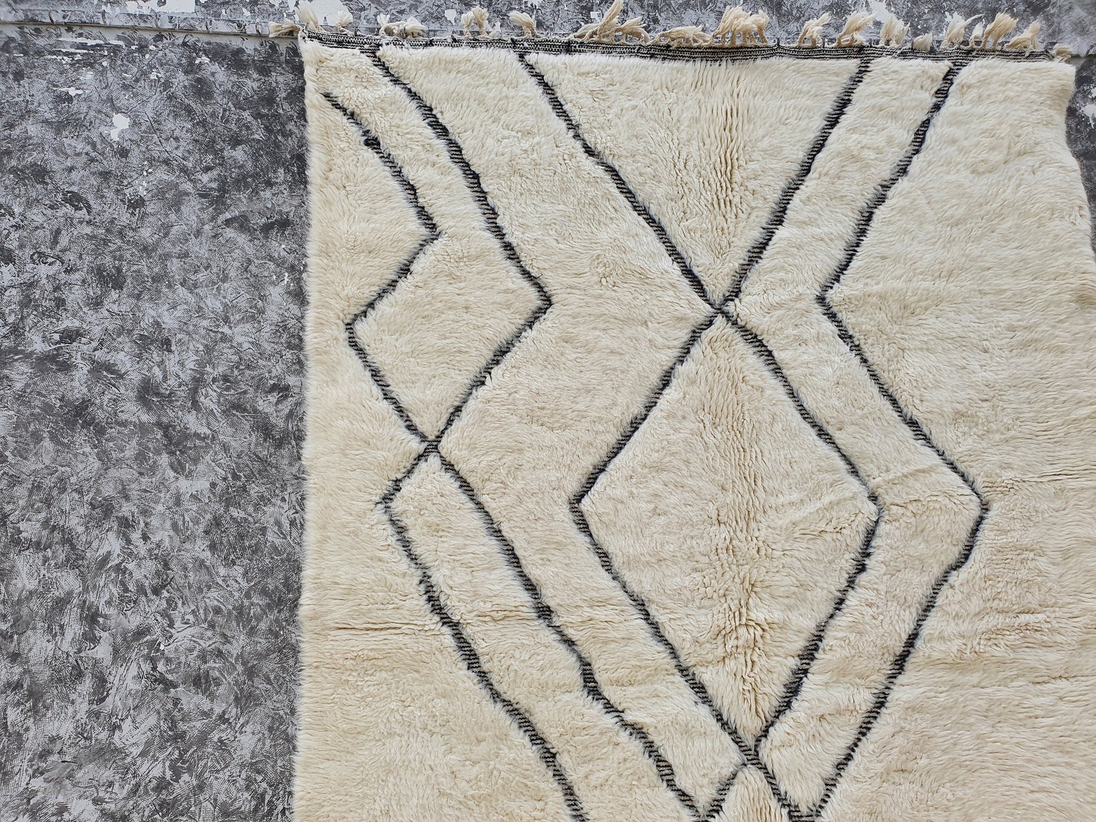 Black and White Moroccan Rug 8X2 Handmade Berber Rug Beni Etsy