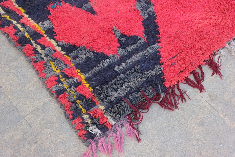 6x6 Square Boho Rug Moroccan Berber Rug Black & Red Rug Etsy