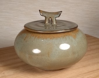 Jar with Lid Large, Ceramic Handmade Stoneware Pottery #52019