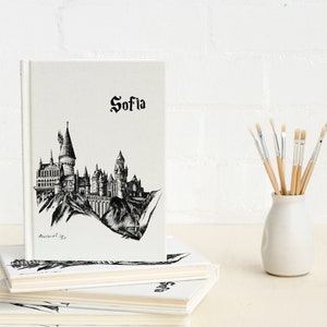 Personalized Wizard Journal Notebook Magic Castle Office Gifts Hardcover Notebook Journal Gift for Co Workers With the name