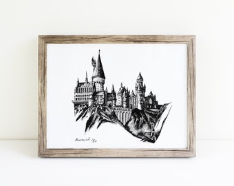 Impression d'art de château de magicien magique | Fan art | Décoration murale