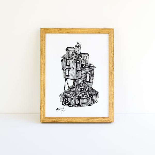 Magic Wizard House Art Print | Fan Art | Wall Decor