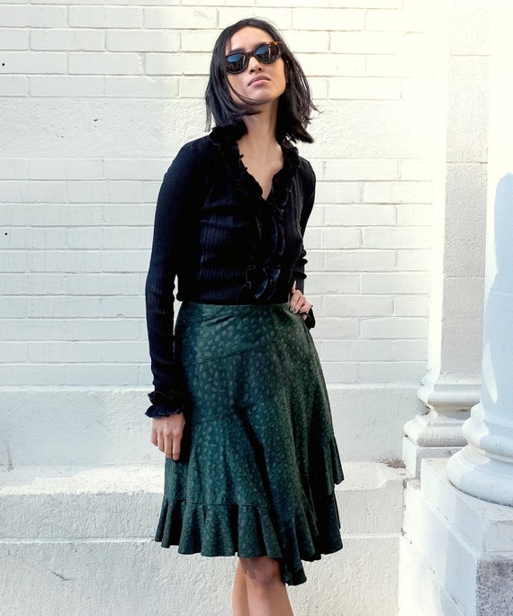 Vintage Suede Wrap Skirt / Vintage Karen Groner Sk