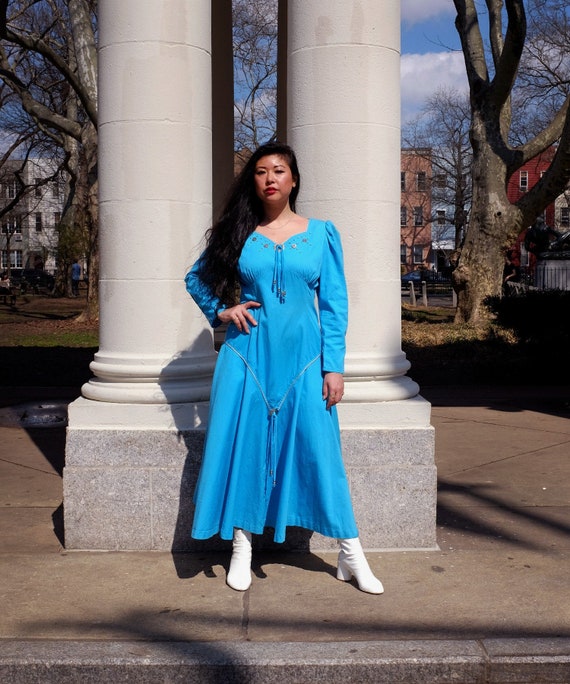 teal western dress