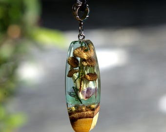 Mushroom Terrarium Necklace – Handmade Botanical Jewelry - Resin Art Gift for Nature Lovers