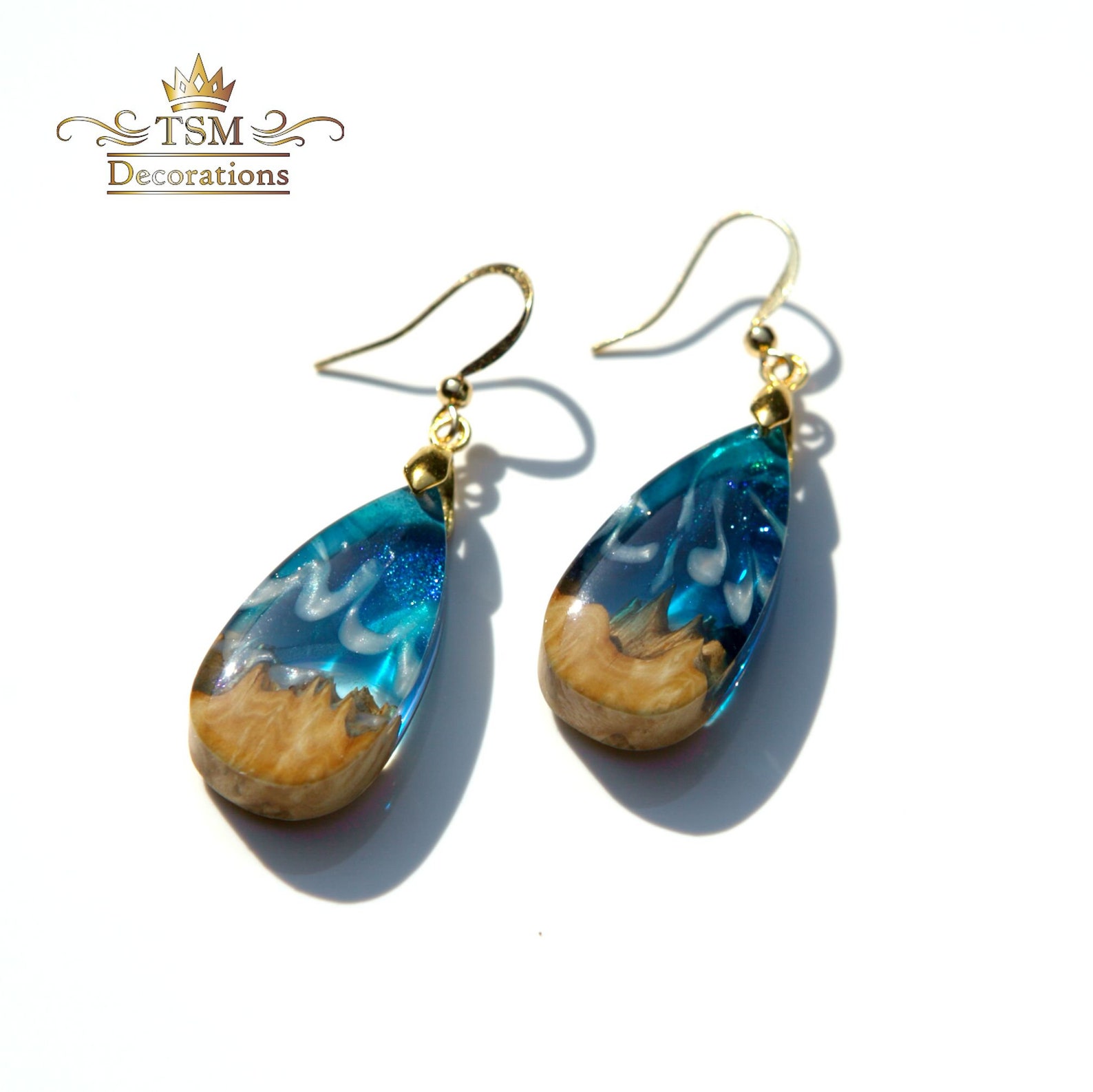 Wood Resin Earrings Wood Resin Jewelry Wood Epoxy Earrings Etsy