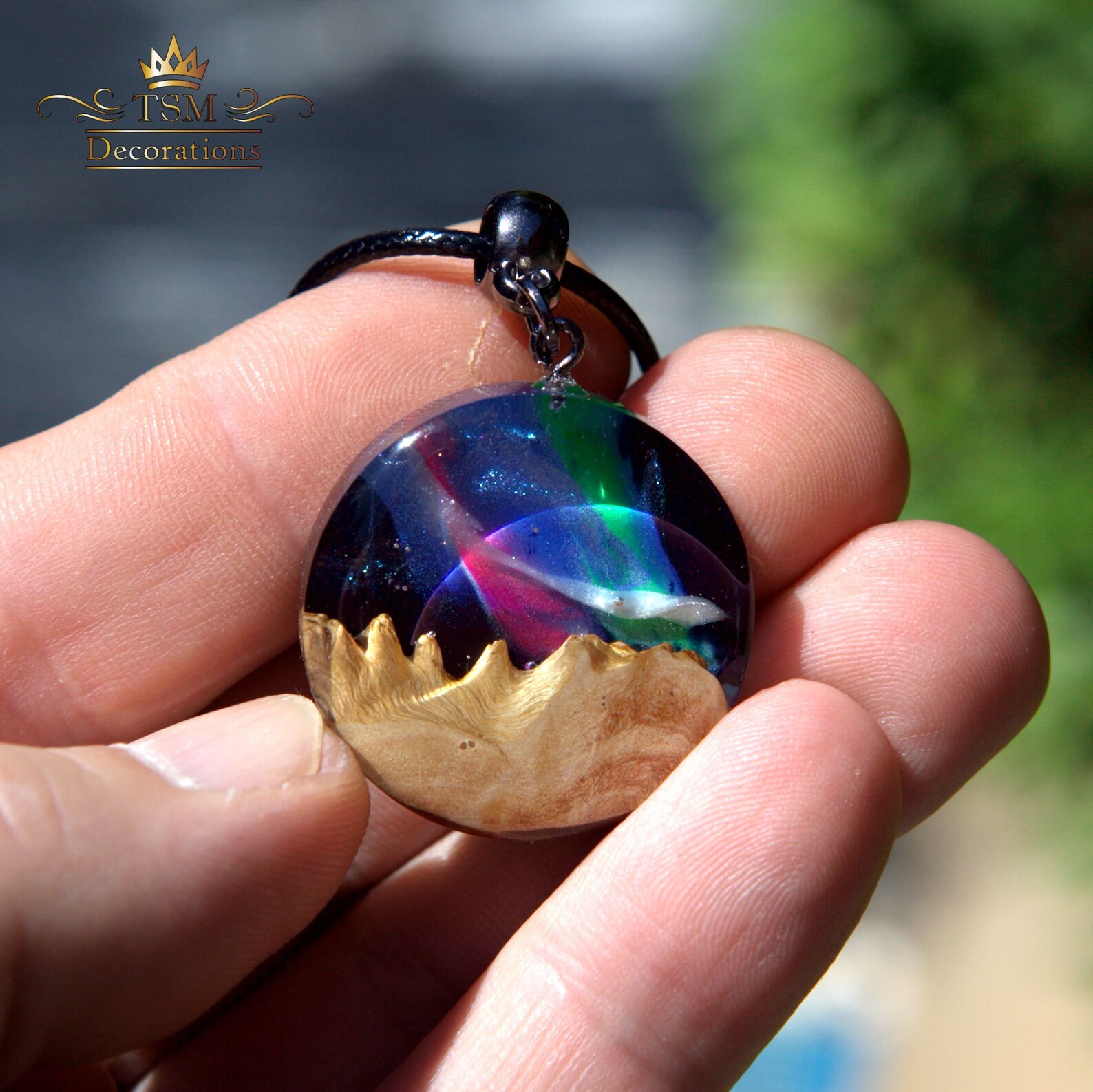 Wood Resin Pendant Necklace Epoxy Necklace Wood and Resin Art Etsy