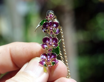 Resin Orchid Necklace - Handmade Wire Art Flower Pendant, Mom Gift