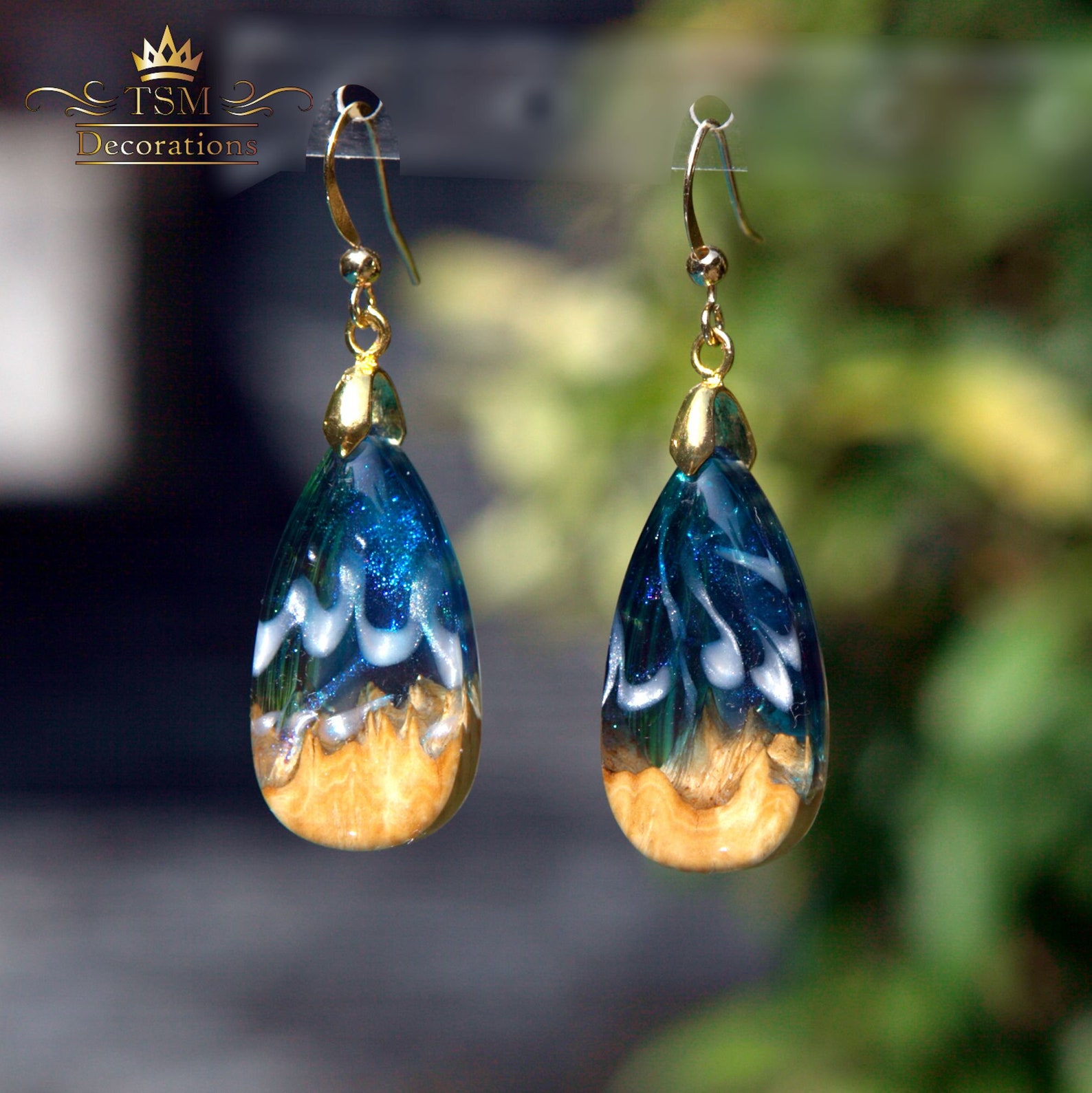 Wood Resin Earrings Wood Resin Jewelry Wood Epoxy Earrings Etsy