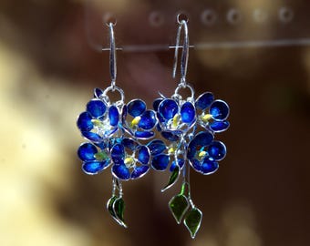 Vergissmeinnicht-Ohrringe | Handgefertigter Blumenschmuck – das perfekte Geschenk für Sie