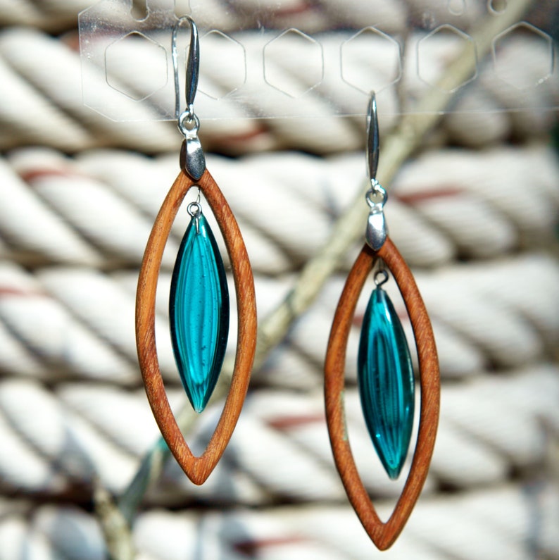 Wood resin earrings Epoxy resin art earrings handmade Resin Etsy