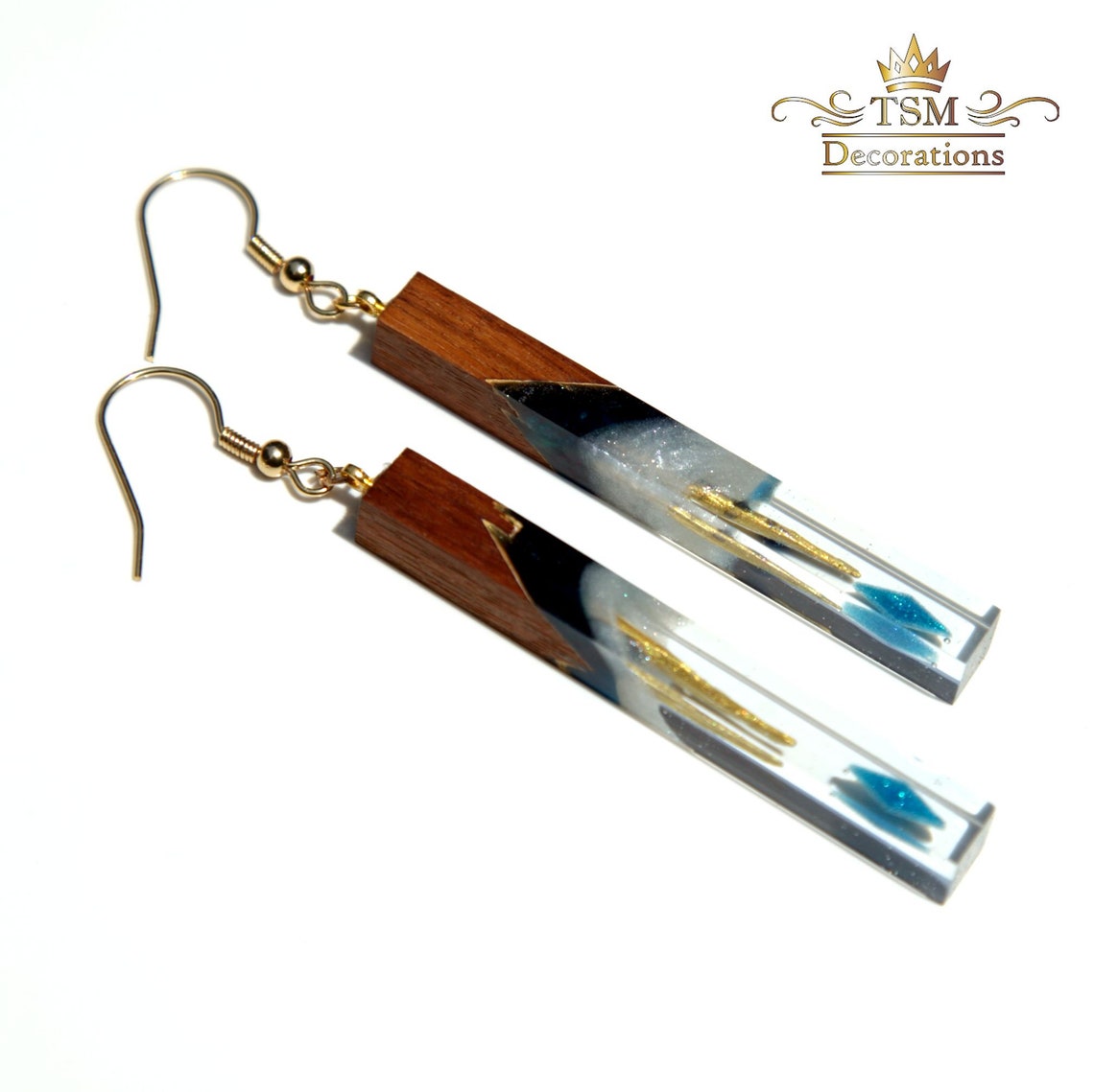 Wood and Resin Earrings Epoxy Resin Jewelry Wood Epoxy Etsy