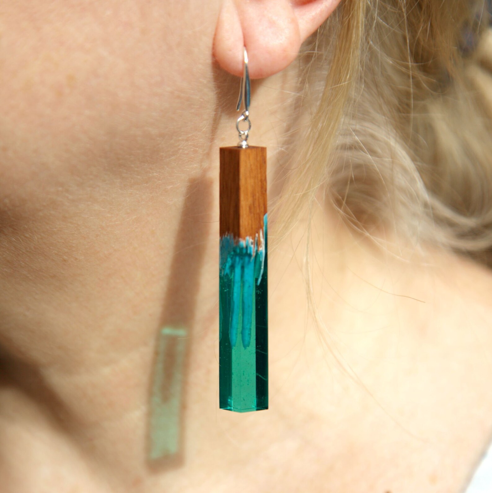 wood and resin earrings