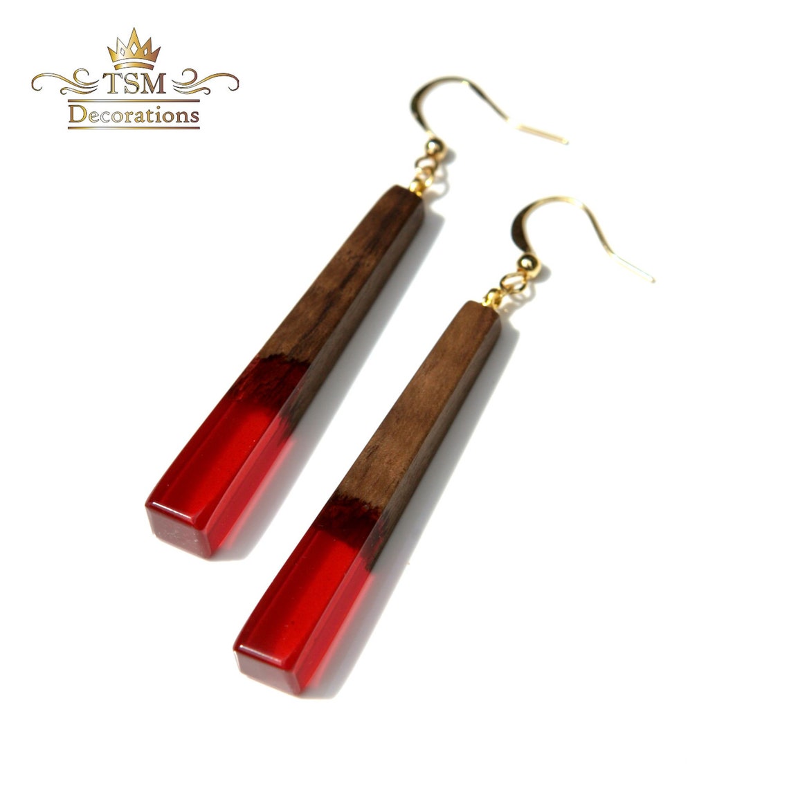 Wood Resin Earrings Dangle Earrings Epoxy Wood Epoxy Earrings Etsy